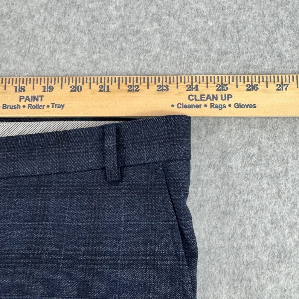 Hart Schaffner Marx Dress Pants Mens 48x31 Blue Plaid Wool Stretch Classic‎